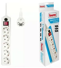 Buro Сетевой фильтр Buro 500SH-5-SW-W 5м (5 розеток) белый (коробка) 500SH-5-SW-W . сетевой фильтр / удлинитель