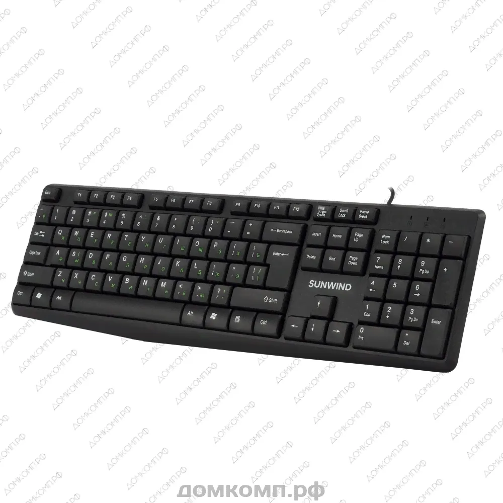 Клавиатура SunWind SW-KB100 [проводная, мембранная, клавиш - 104, USB, цвет черный]-0