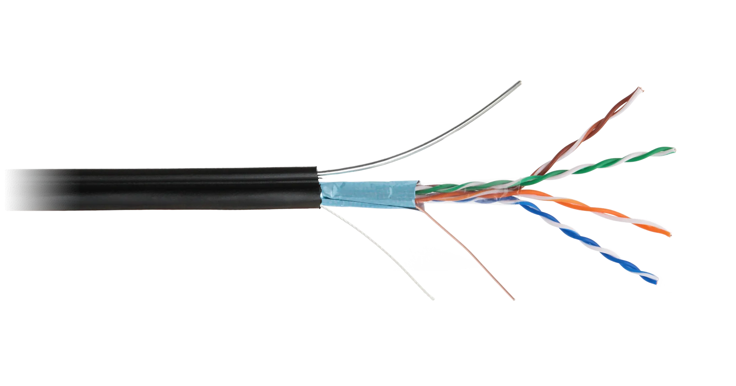 Кабель NETLAN EC-UF004-5E-PE-SW-BK F/UTP 4 пары, Кат.5e внешний С ТРОСОМ, 305 м