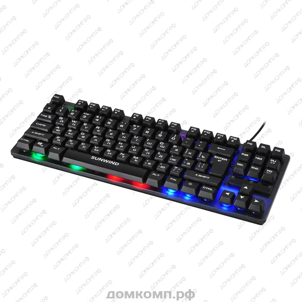 Клавиатура SunWind SW-K500G [игровая, проводная, мембранная, клавиш - 87, мультимедия, USB, подсветка RGB, цвет черный]-0