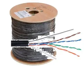 EC-UU004-5E-PE-SW-BK, Кабель NETLAN U/UTP 4 пары, внешний, Кат.5e, одножил трос, черный, 305м