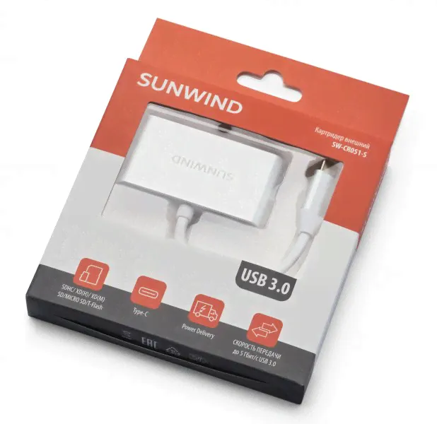 Картридер Type C SunWind SW-CR051-S серебристый-2
