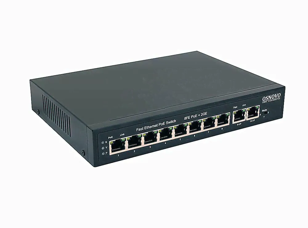 OSNOVO Коммутатор SW-20820(120W) 8x100Мбит/с 2x1Гбит/с 8PoE 120W неуправляемый